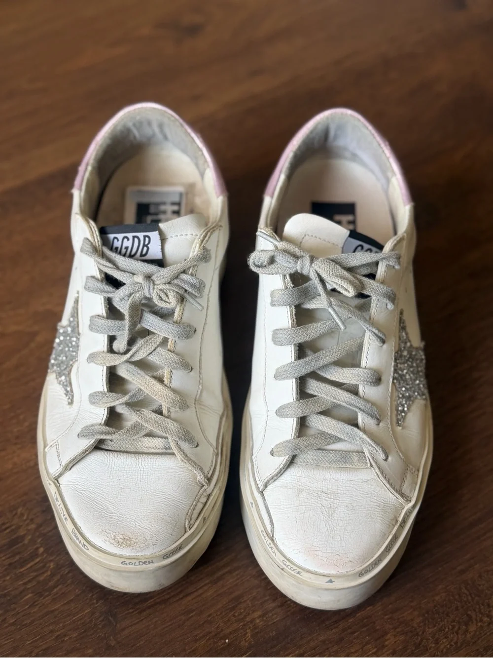 Golden Goose White Leather Platform Sneakers (Hi Star)